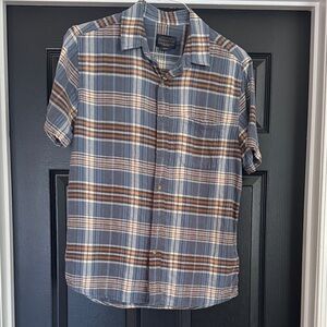 Pendleton Men's Blue and Brown Plaid Shirt Medium